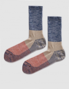 Melange Mix Pile Three Quarter Sock in Indigo