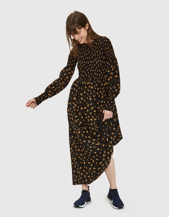 Beacon Smocked Dress in Black