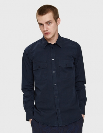 Villads Light Twill Shirt in Dark Navy