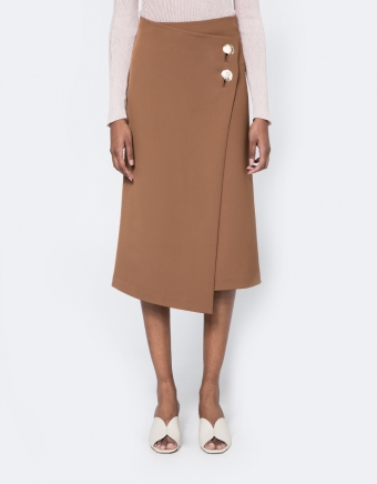 Button Detail Wrap Skirt