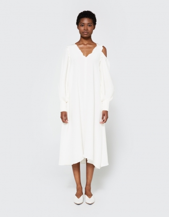 Edwardian Silk V-Neck Dress