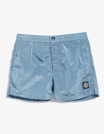 Nylon Metal Swim Trunks in Sky Blue