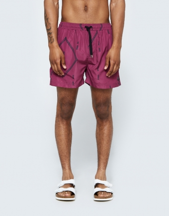 Persian Track Swim Short in Burgundy