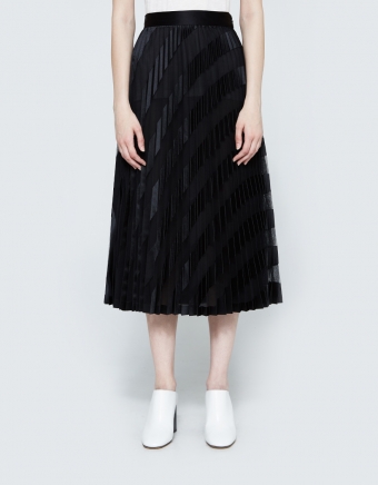 Black Striped Plisse Skirt