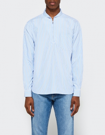 Shawl Zip Shirt Blue Stripe