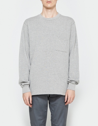 LS Pocket Tee in Heather Grey