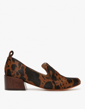 Gavea Loafer in Pony Hair Cow Print Chesnut