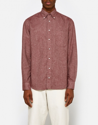 Flannel Chambray Shirt in Burgundy