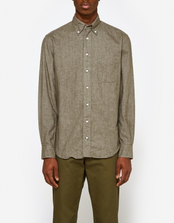 Flannel Chambray Shirt in Olive