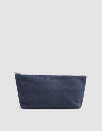 Small Cosmetic Pouch in Navy Nubuck