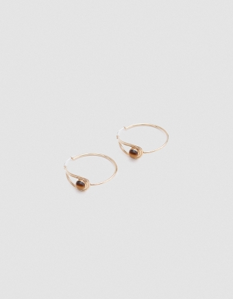 Rhea Hoops in Brass with Tiger's Eye