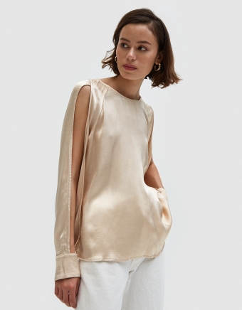Split Sleeve Top in Champagne