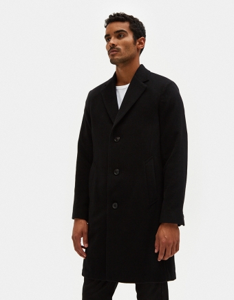 Unconstructed Classic Coat Soft Black Wool