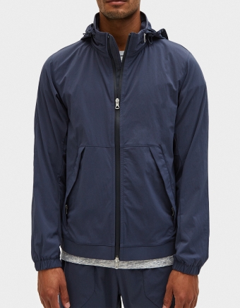 Stow Away Hood Jacket Stretch Nylon in Steel