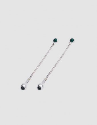 Sol Earrings in Sterling Silver with Malachite