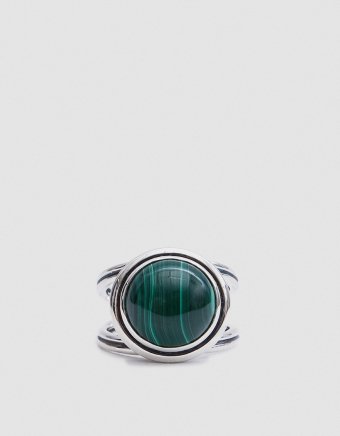 Phoebe Ring in Sterling Silver with Malachite