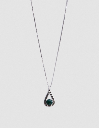 Rhea Pendant in Sterling Silver with Malachite
