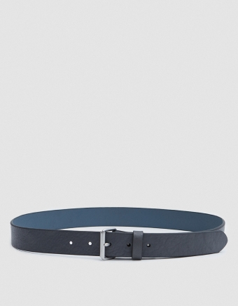 Roller Buckle Leather Belt in Grey