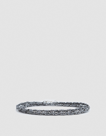 Hand-Braided Silver Chain Bracelet in Dark Grey