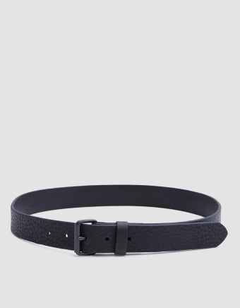 Roller Buckle Leather Belt in Black
