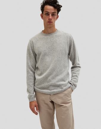 Sigfred Lambswool Sweater in Light Grey