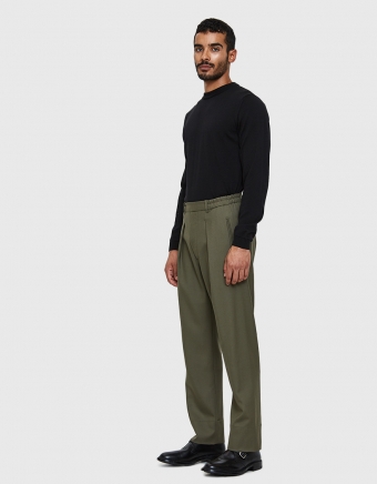Elasticated Pants in Olive Green