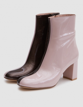 Agnes Boot in Champagne Pink/Tar Patent