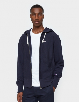 RW Zip Up Hooded Sweatshirt in Navy