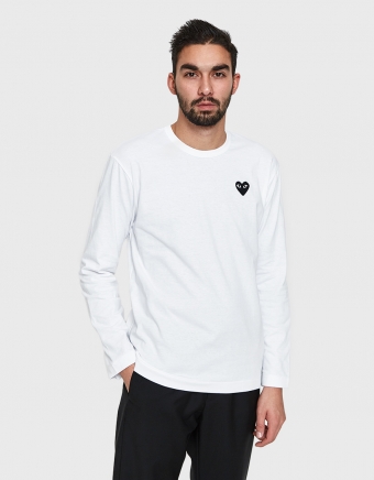 Play LS Black Heart T-Shirt in White