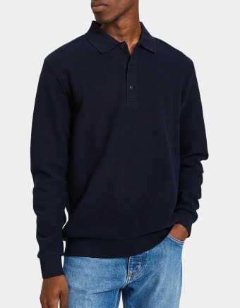 LS Cotton Polo in Navy