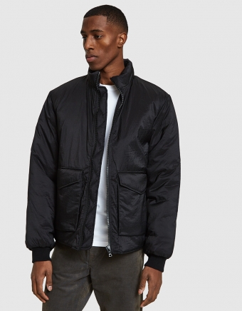 Puffed Funnel Jacket Black Parachute Nylon