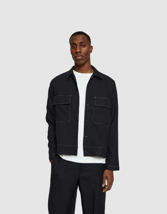 Poly Contrast Shirt Jacket