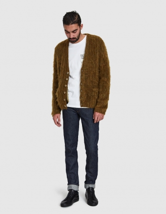 5 Gauge Half Cardigan Brushed Rib