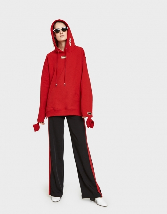 Earring Hoodie in Apple Red