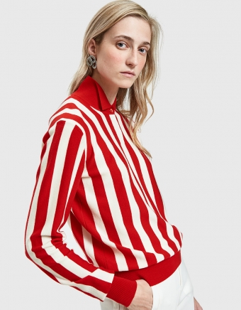 Stripe High Neck Jumper