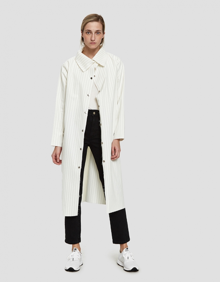 3/4 Coat in White/Black Stripe