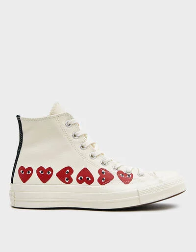 Comme des Garçons Play Play Converse Chuck Taylor High Multi Heart Sneaker in Off White