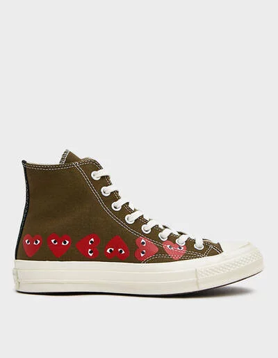 Comme des Garçons Play Play Converse Chuck Taylor High Multi Heart Sneaker in Khaki