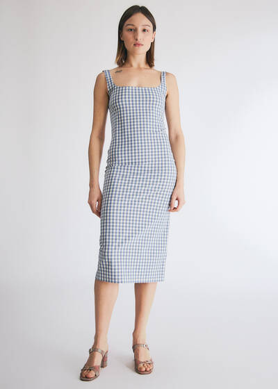 Maryam Nassir Zadeh Salma Dress in Blue Check
