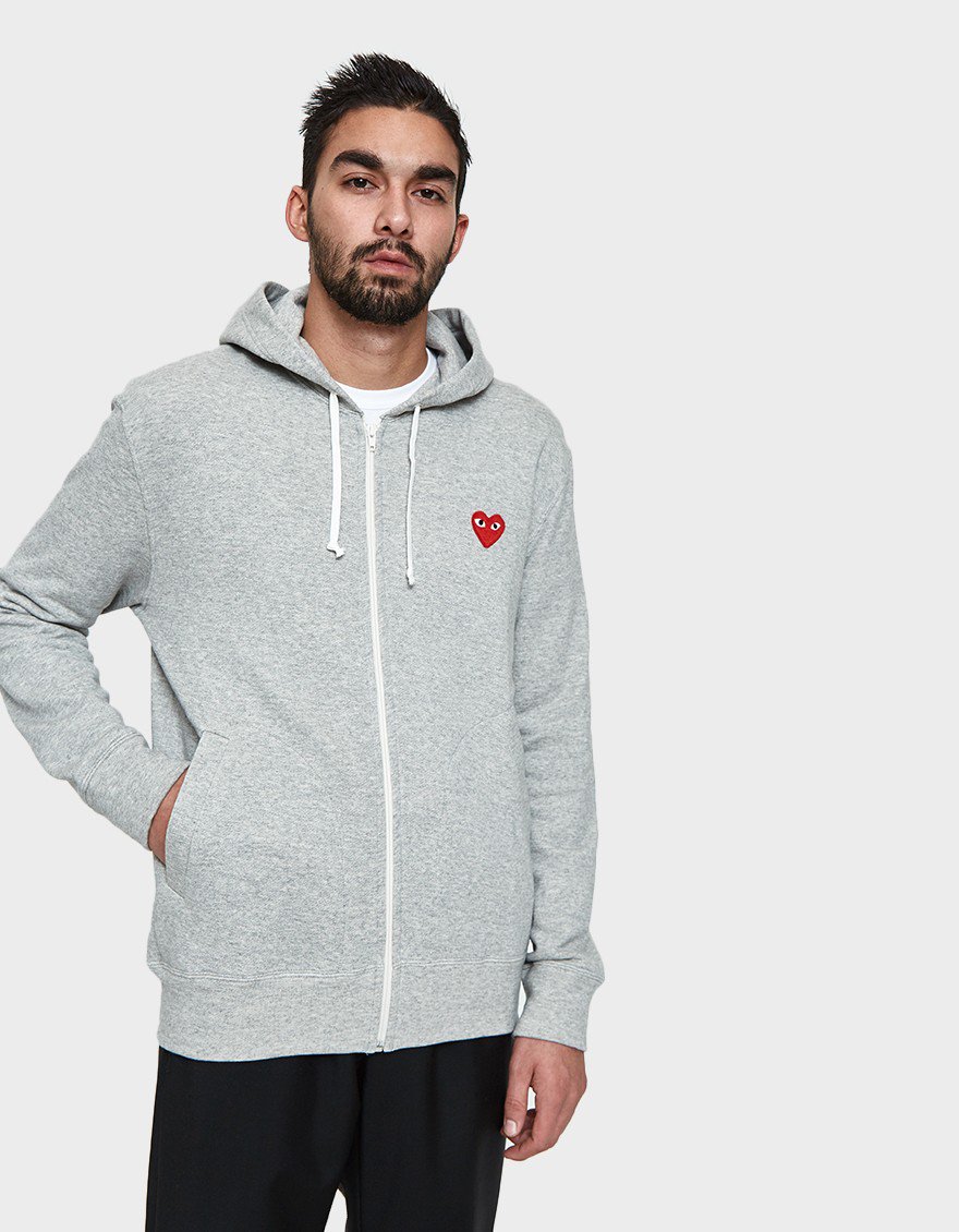 Play Zip Hooded Sweatshirt in Grey