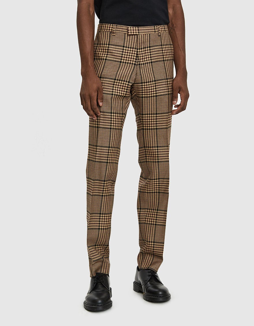 Houndstooth Twill Pant in Camel