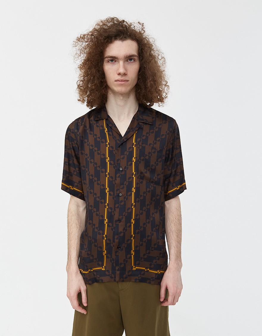 Carlton Button Up Shirt in Brown