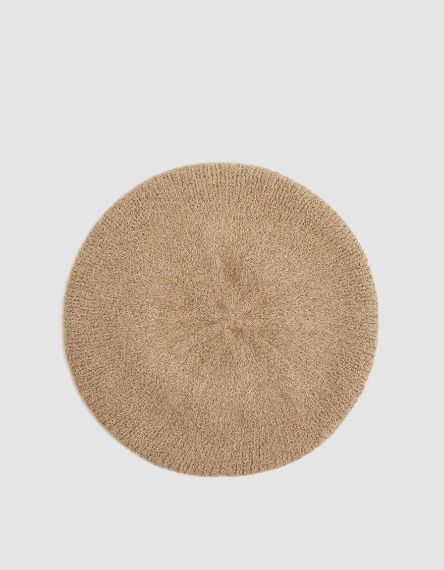 Alpaca Knit Beret in Sand