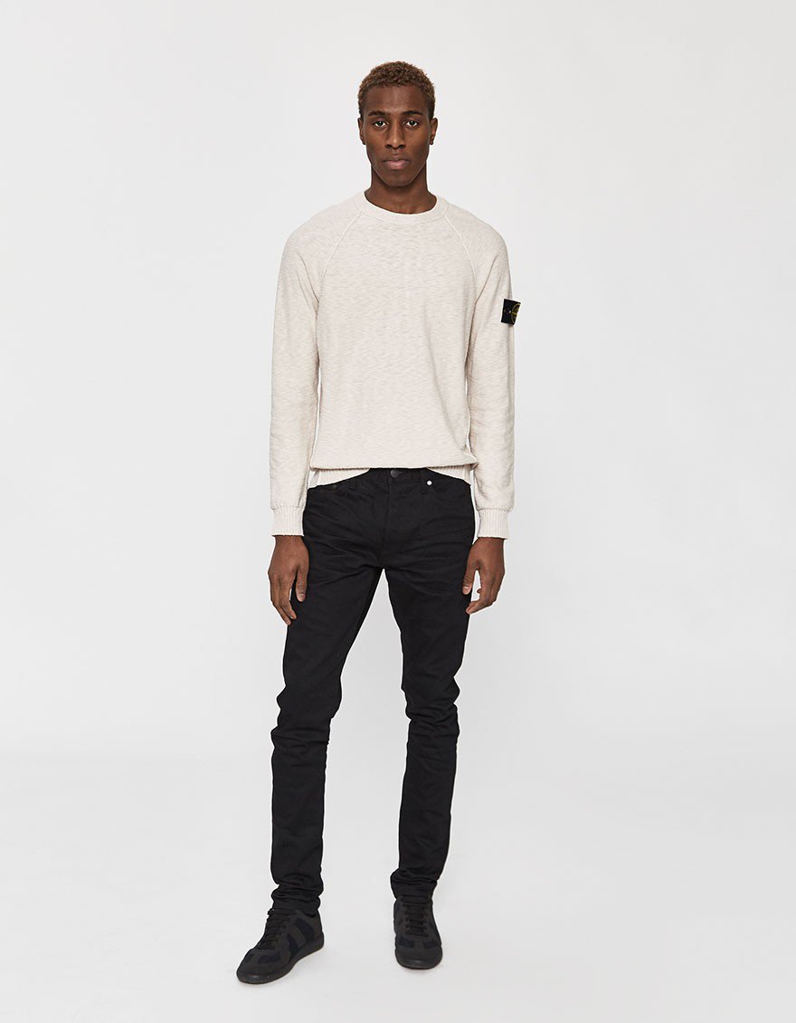 Stocking Stitch Cotton-Nylon Sweater in Plaster
