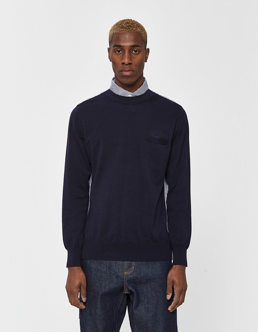 Cotton Hybrid Collar Knit Pullover