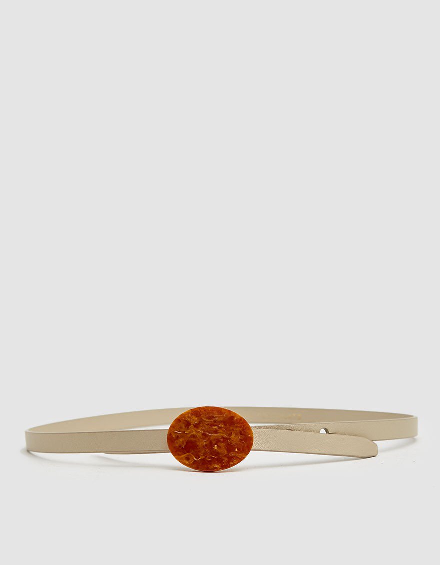 Orbit Leather Belt in CreamTerracotta