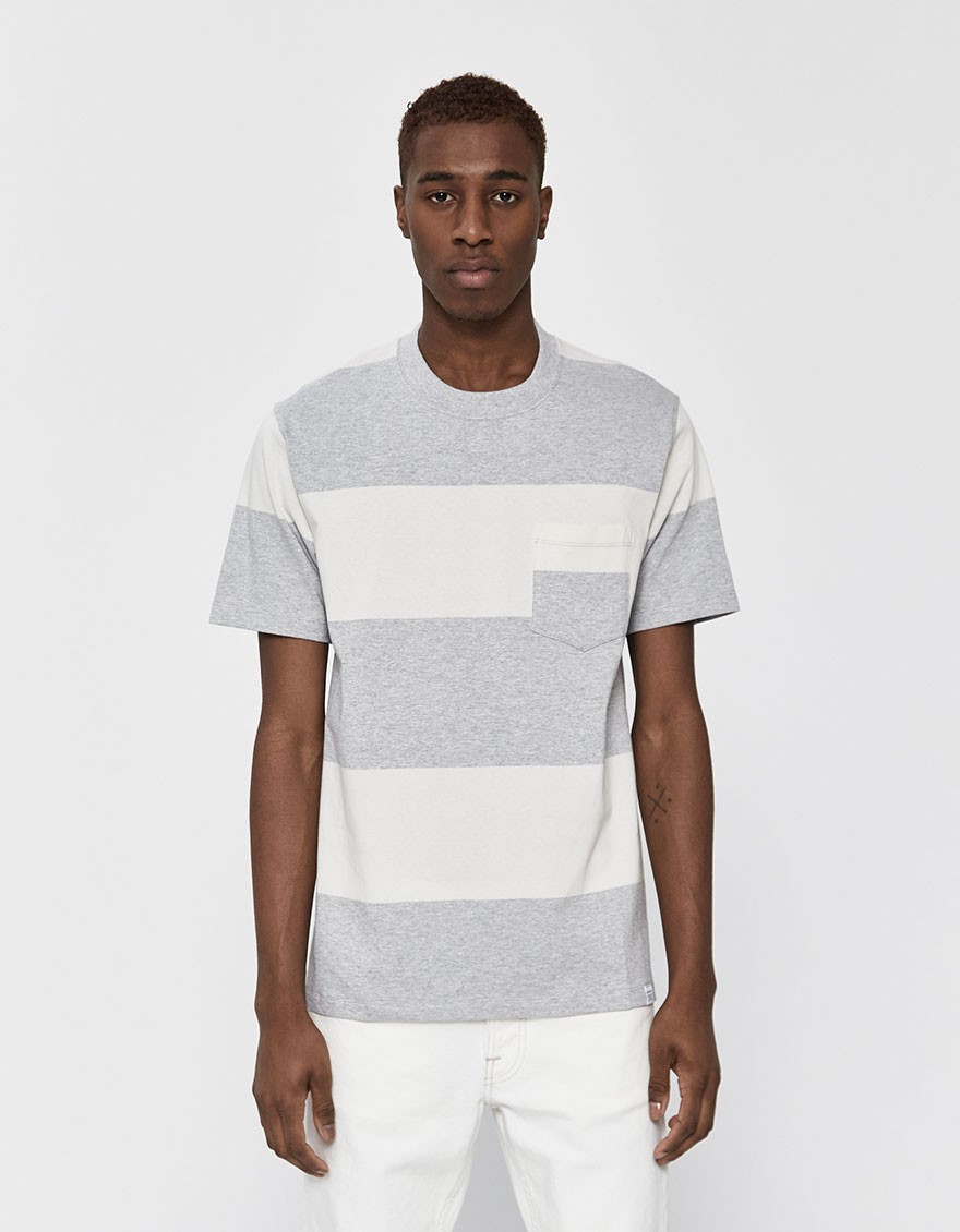 SS Johannes Block Stripe Tee in Light Grey Melange
