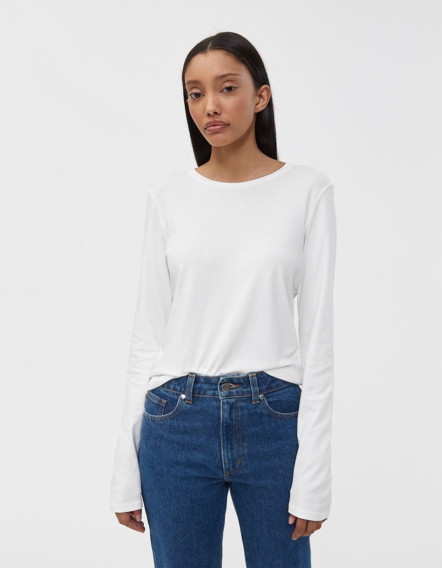 High Twist Long Sleeve Tee in White