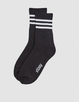 Striped Crew Sock in Black