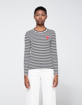 Play Striped Long Sleeve Tee in Black